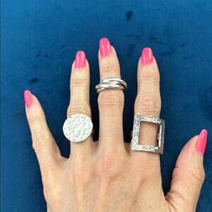 Three Piece Unbranded Sterling Silver Boho Hippie Ring Set